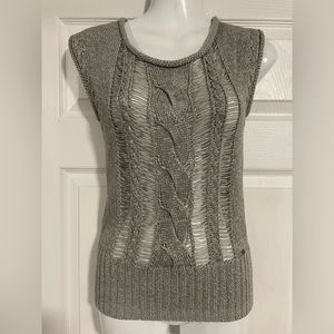 Guess fringe knit grey sweater size small NWOT